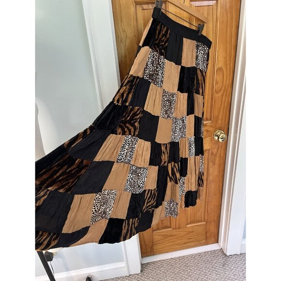 Vintage Lew Magram Patchwork Tiered XL Midi Boho Statement Eclectic Art To Wear - Picture 3 of 11